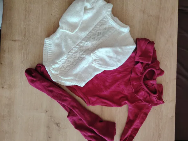 Conjunto jersey, body y leotardo bebé