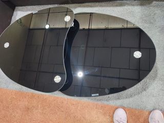 Mesa de centro cristal negra y metal