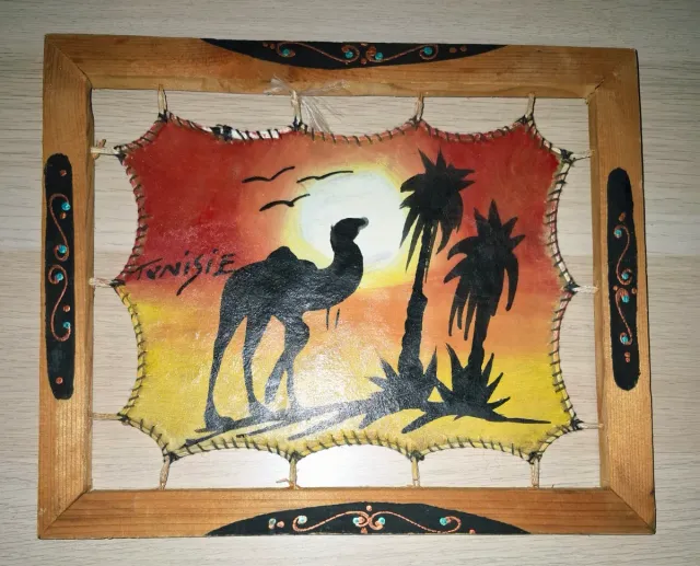 Cuadro Túnez Camello Palmeras Atardecer