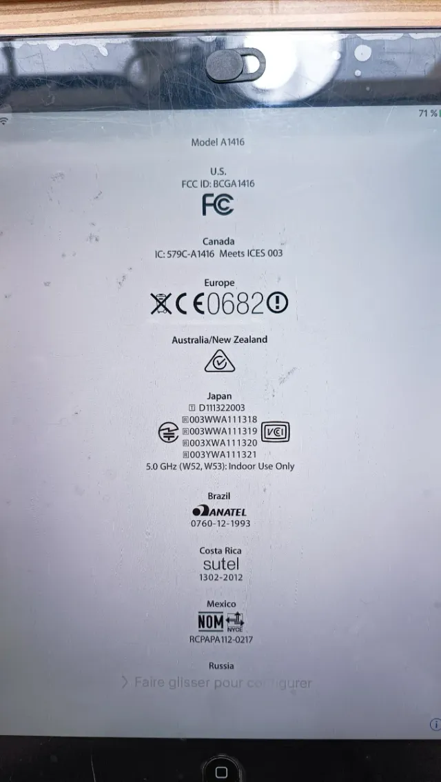 Apple iPad A1416 Argento