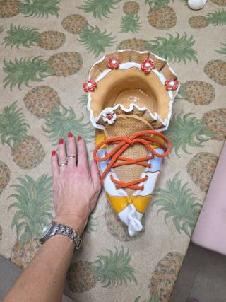 Maceta cerámica zapato multicolor