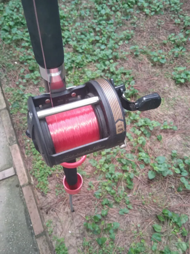 Caña y carrete de pesca para embarcación