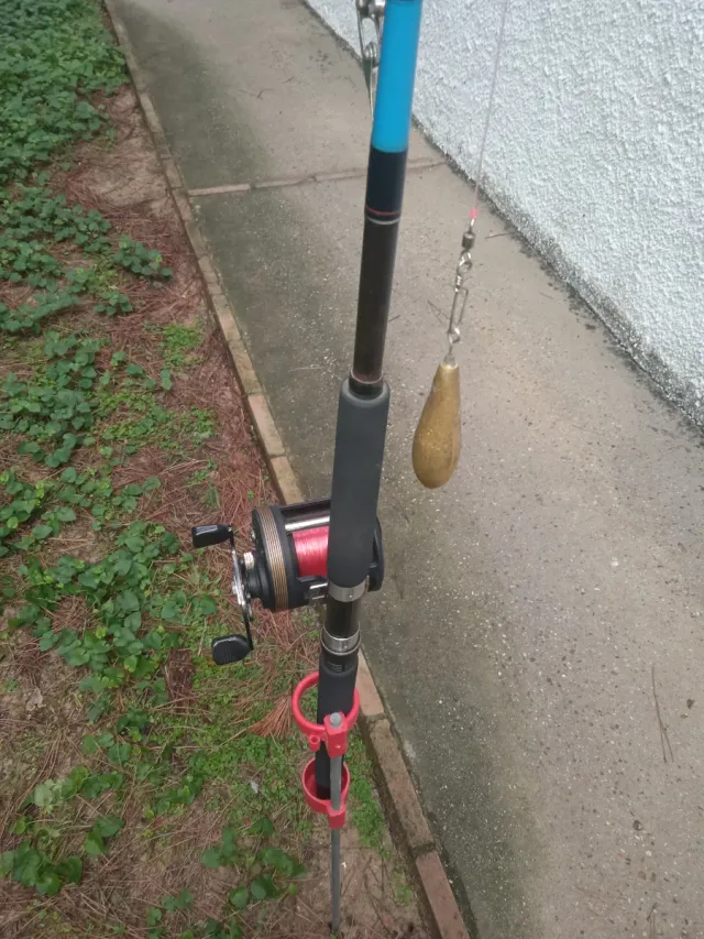 Caña y carrete de pesca para embarcación