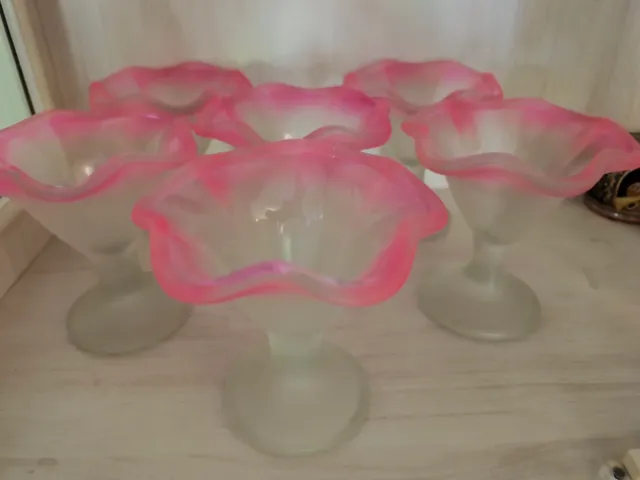 Set 11 Copas Helado Rosa y Transparente