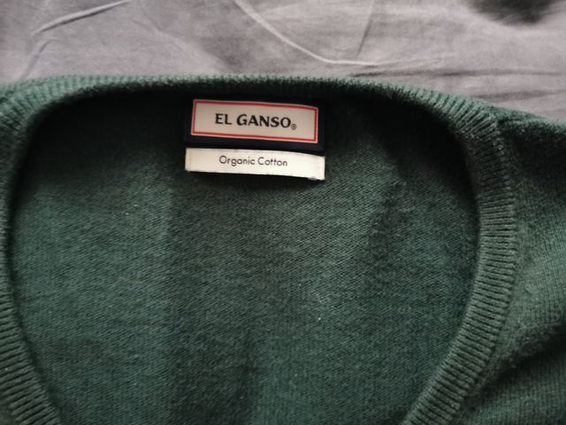 Jersey El Ganso verde caza con coderas marrones 