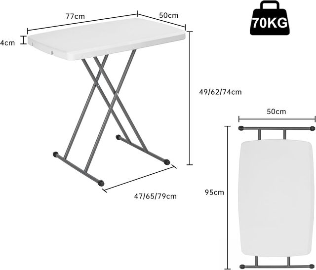 Mesa Auxiliar Plegable y Elevable 77x50 cm