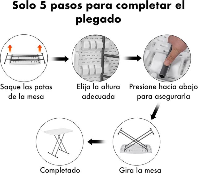 Mesa Auxiliar Plegable y Elevable 77x50 cm