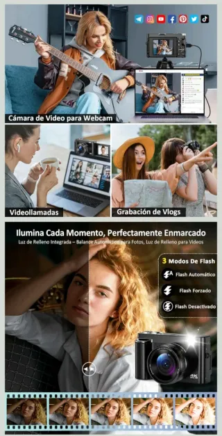 Cámara Digital con WiFi Resolucion 4K 64MP