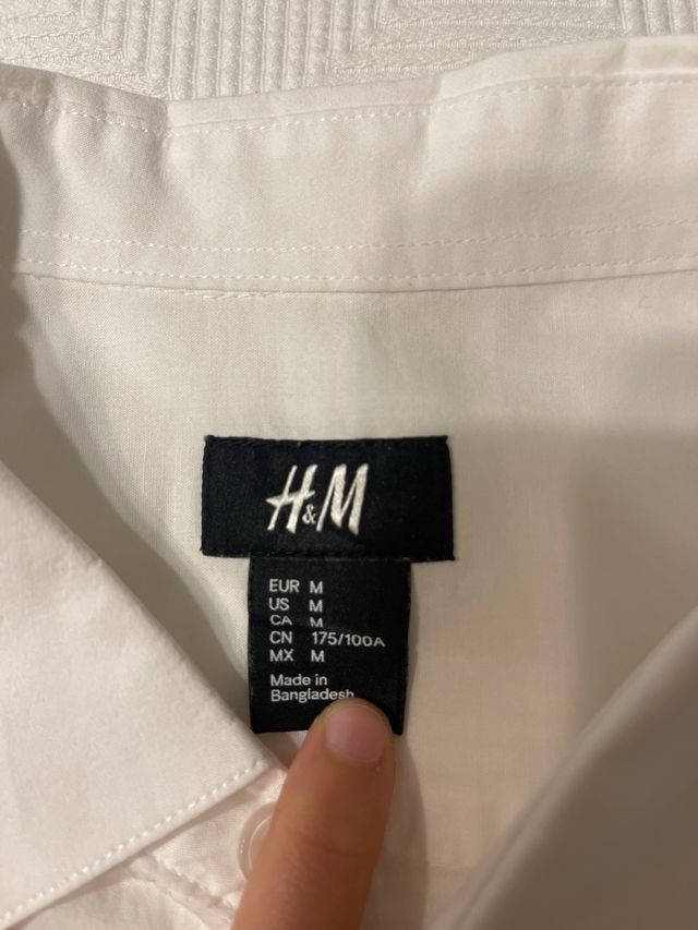 Camisa H&M Blanca Manga Larga