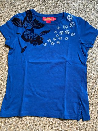 Camiseta Shanghai Tang pez y monedas azul Talla M