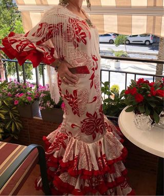 Traje Gitana Raso Elástico Estampado T42/44