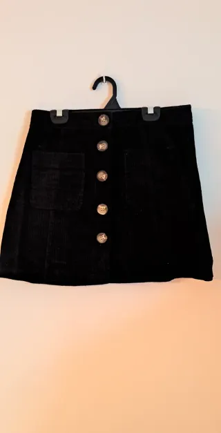 Falda pana negra botones talla XS/S