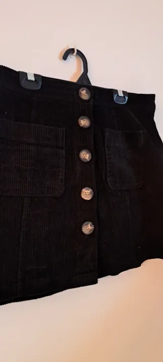 Falda pana negra botones talla XS/S