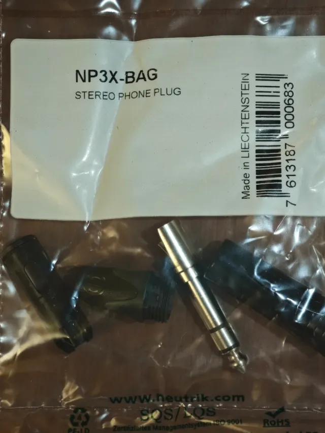 10x Conectores Jack Neutrik NP3X-BAG Stereo