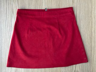 Falda Zara Terciopelo Roja Cremallera