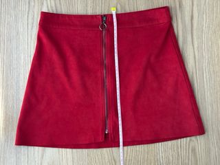 Falda Zara Terciopelo Roja Cremallera