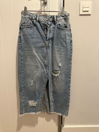 Falda vaquera larga H&M desgastada