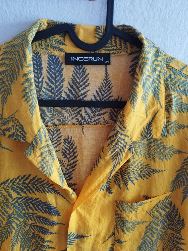 Camisa tropical amarilla hojas - Talla XL / XXL