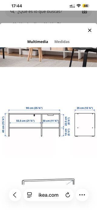 Mueble TV IKEA Negro/Blanco Metal/Madera