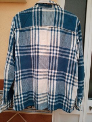 Sobrecamisa Zara cuadros beige y azul