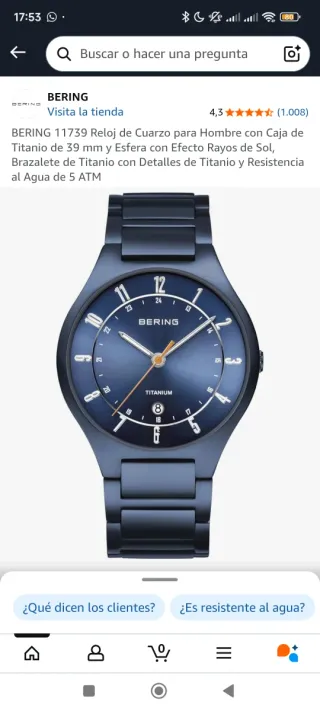 Reloj Bering Titanio Gris Oscuro