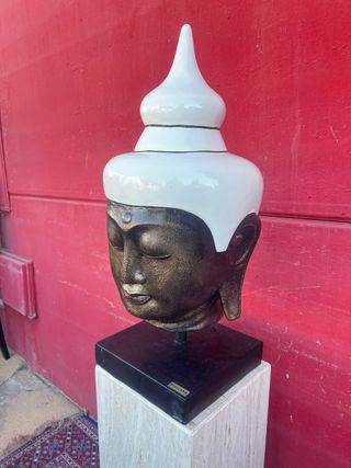 Cabeza de Buda Grande Dorada y Blanca