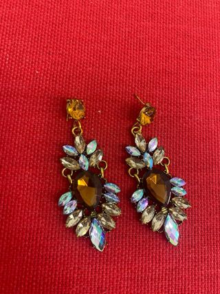 Pendientes largos con cristales ámbar – Estilo vin