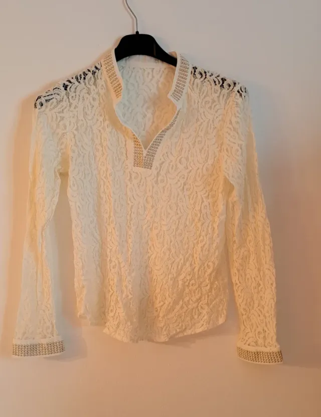 Blusa encaje blanca talla única