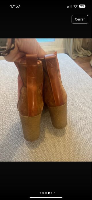 Botines Gadea ante ante marrón y rojo