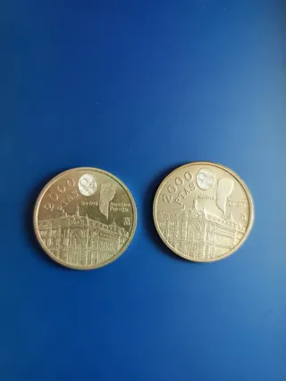 2 Monedas 2000 Pesetas Plata Juan Carlos I