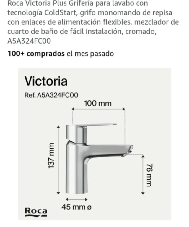 Roca Victoria Plus Grifería para lavabo con tecnol