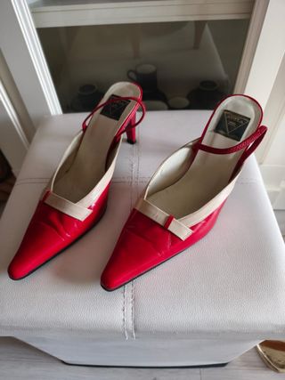 Zapatos Adela Gil Piel Rojo y Beige