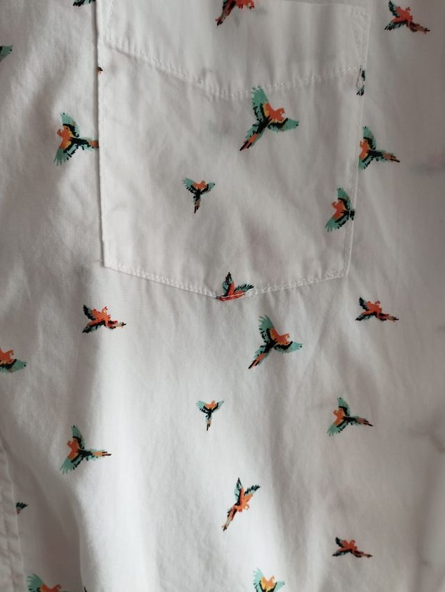 Camisa Kiabi blanca loros XL
