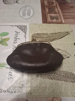 Portamonete vintage in pelle marrone