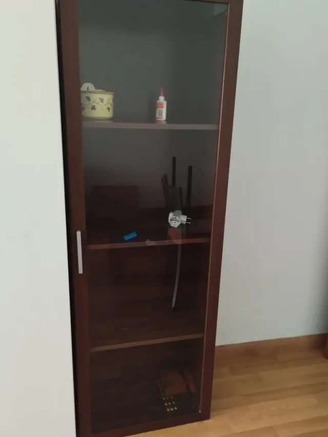 Mueble salón vitrina cristal madera