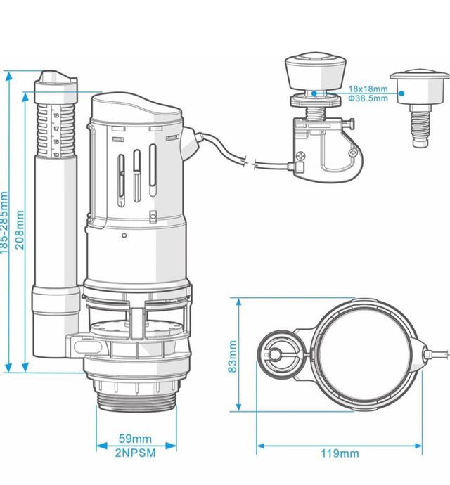 Mecanismo de Cisterna Descarga Doble Botón