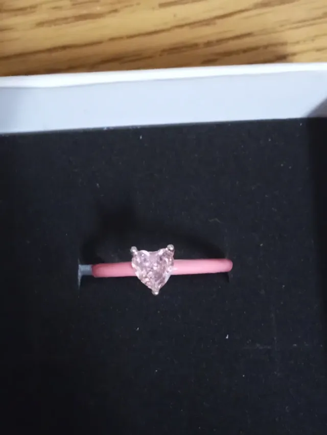 Anillo Corazón Rosa Plata