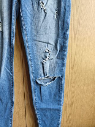 Calças de Ganga Rasgadas Azuis Escuras