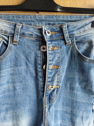 Calças de Ganga Rasgadas Azuis Escuras