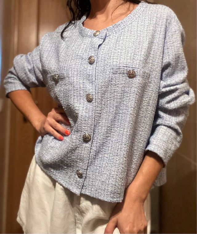 Chaqueta H&M Tweed Azul Talla XXL