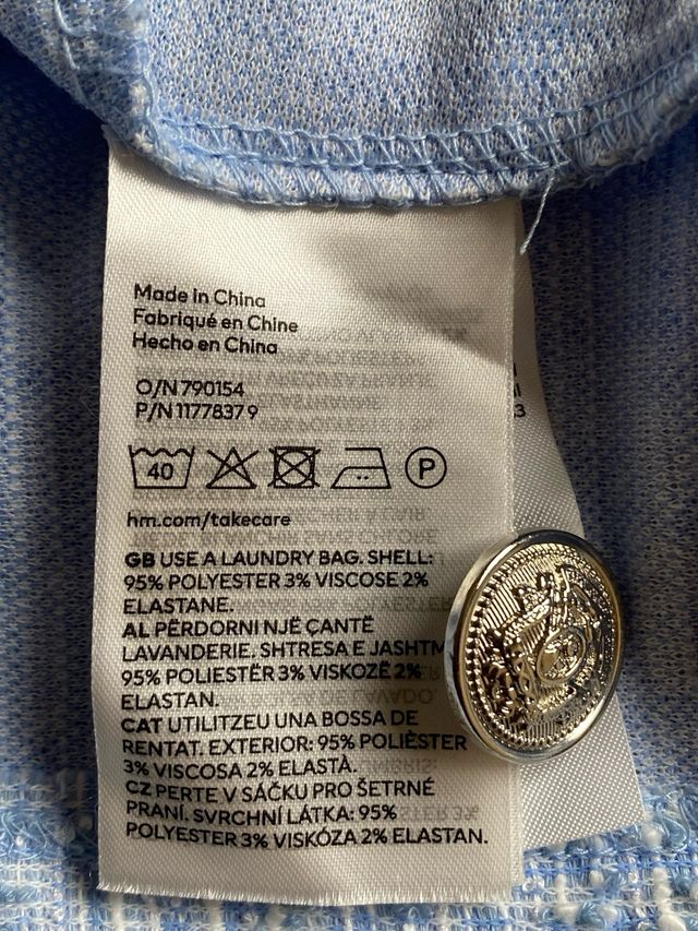 Chaqueta H&M Tweed Azul Talla XXL