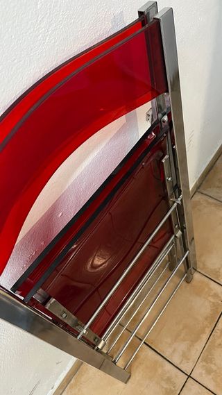 2 sedie pieghevoli rosse e argentate