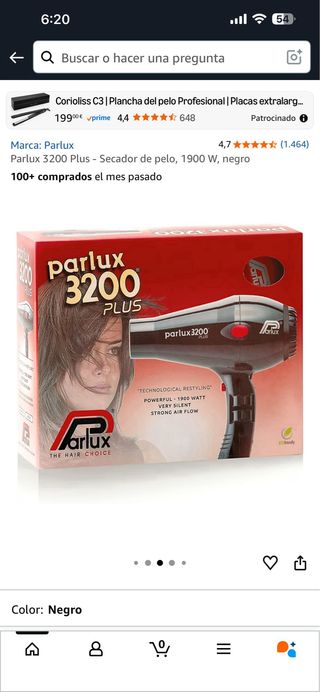 Secador Parlux 3200 Plus Negro 1900W