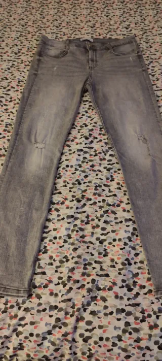 2 Pantalones Vaqueros Zara Gris Talla L