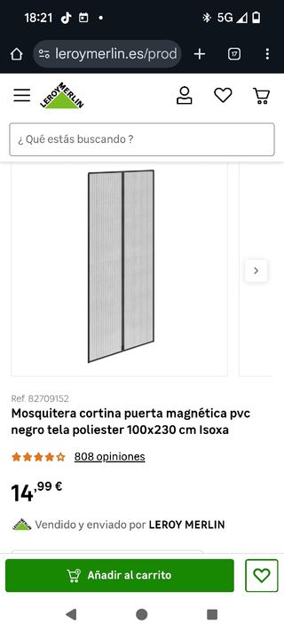 Mosquitera Cortina Magnética PVC Negro