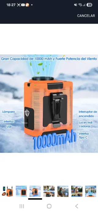 Ventilador de cintura con luz LED nuevo a estrenar