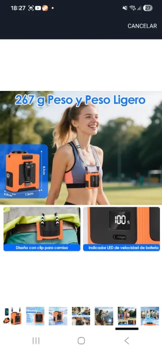 Ventilador de cintura con luz LED nuevo a estrenar