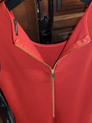 Abito Motivi Rosso Giro Manica Svasato