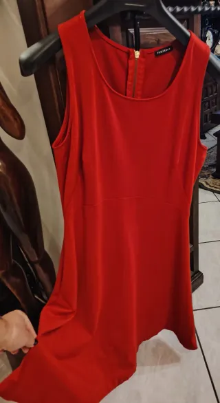 Abito Motivi Rosso Giro Manica Svasato