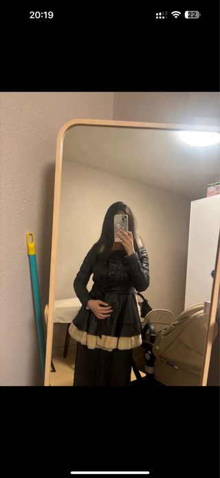 Chaqueta cuero cuello pelo conejo y zorro